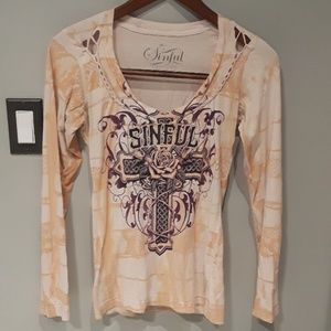Peach Sinful Long sleeve braid top